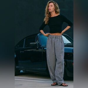 Free People Black and White Gingham Pants